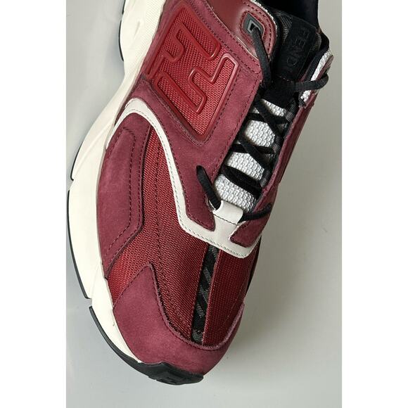NIB $1100 Fendi FF Logo Fabric/Leather Burgundy Sneakers 12 US (45 Eu) 7E1555 main image 15